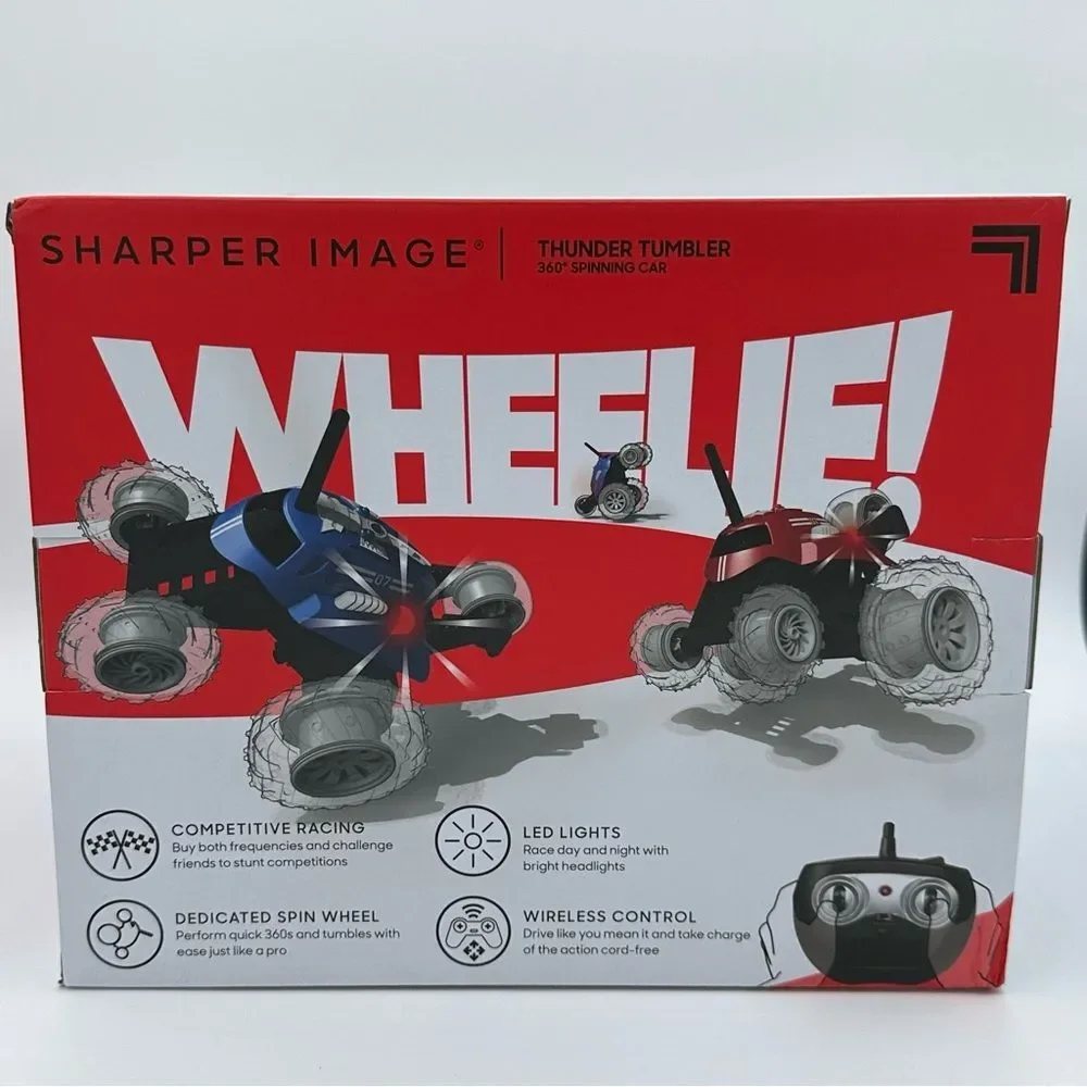 NEW- SHARPER IMAGE® THUNDER TUMBLERREMOTE CONTROL 360° SPINNING CAR BLACK